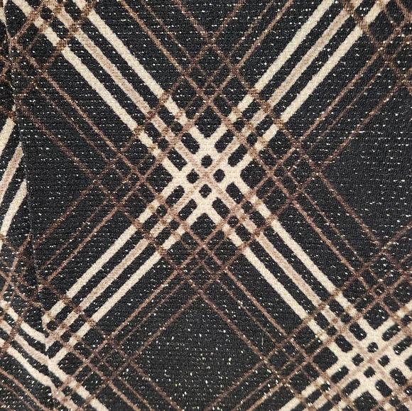 90s Y2K G.A.S. Metallic Plaid Brown Mockneck Mini Dress Size Medium - Picture 7 of 12